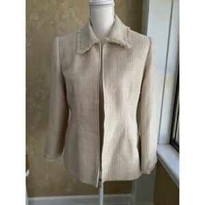 ALFRED DUNNER Cream Beige Boucle Blaze Jacket Size 8